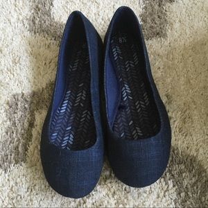 Cotton ballet slippers with denim look